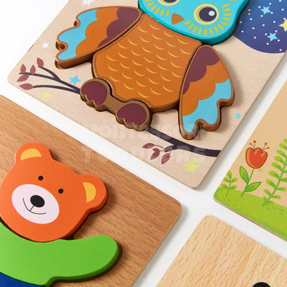 Toddlers Wooden Animal Puzzle 6-pack - Kicks & Crawls