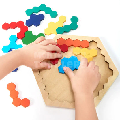 Wooden Hexagon Puzzle - Kicks & Crawls