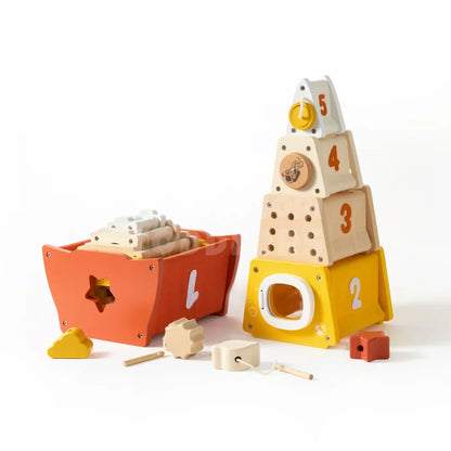 Toddlers Wooden Rocket Stacking Toy - Kicks & Crawls