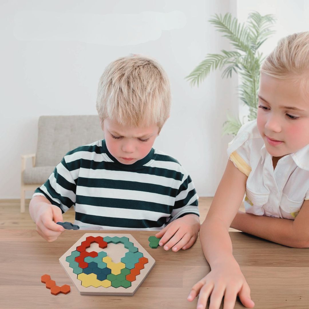 Wooden Hexagon Puzzle - Kicks & Crawls