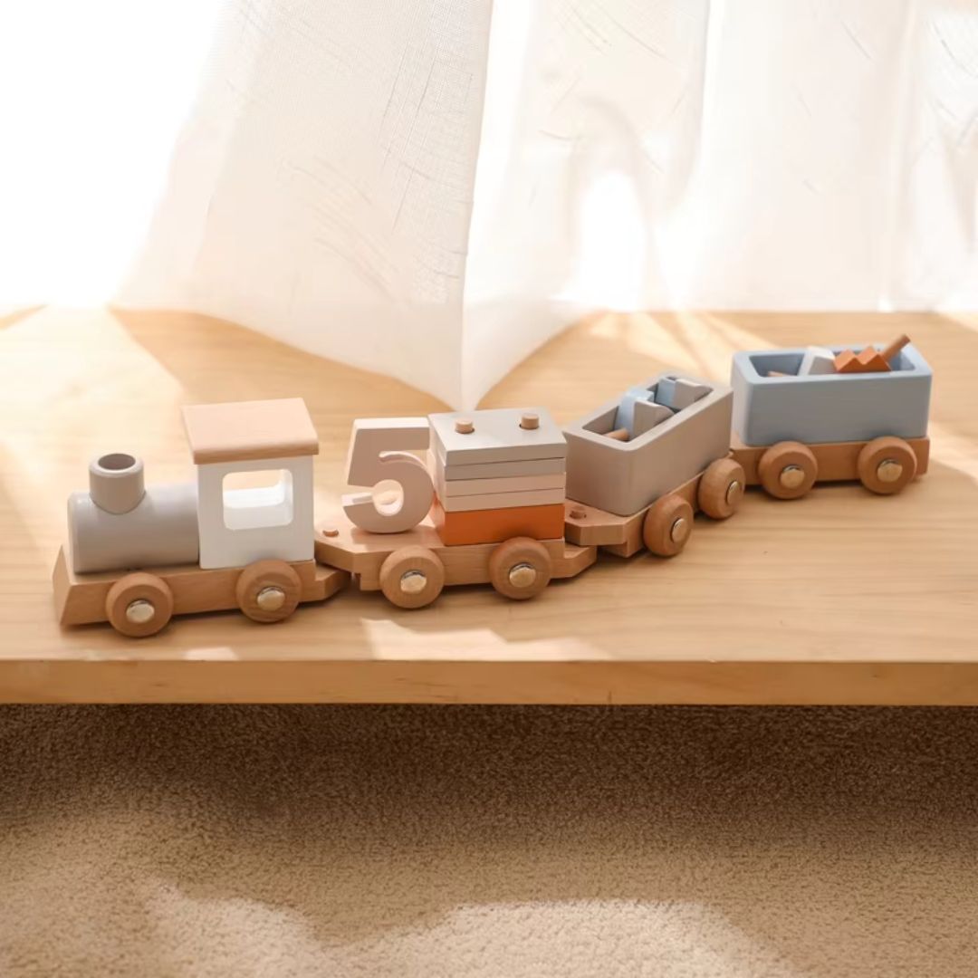 Toddlers Wooden Train Set – learning on track! - Kicks & Crawls