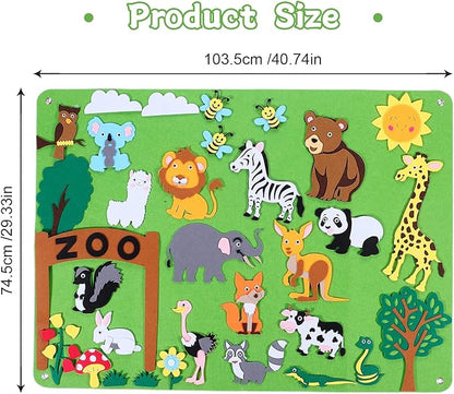 Felt Play Set with Colorful Felt Figures and Backgrounds in Zoo, Farm, Galaxy and Underwater Themes