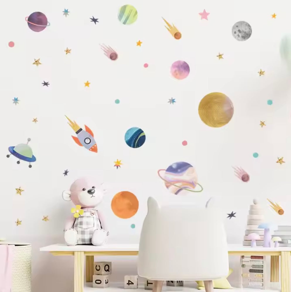 Toddlers Space Wall Stickers -  A journey to the stars! - Kicks & Crawls