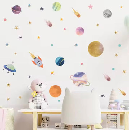 Toddlers Space Wall Stickers -  A journey to the stars! - Kicks & Crawls