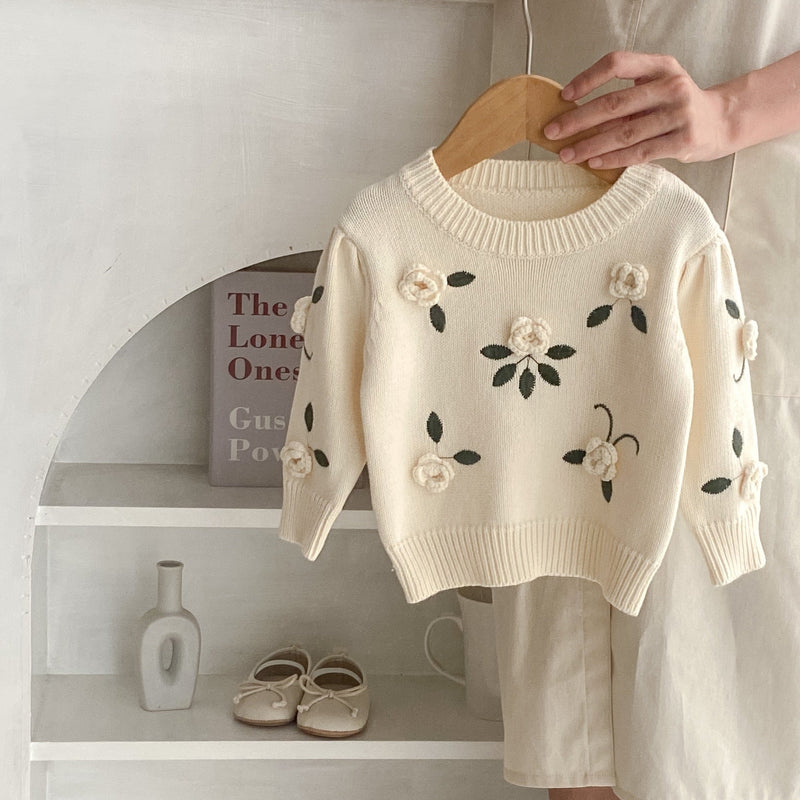 Handmade Flower Embroidery Pullover Sweater