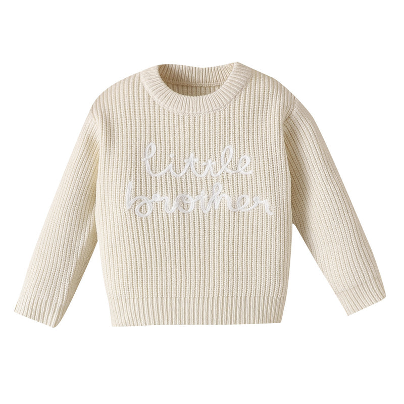 Baby Pullover Round Neck Letter Embroidered Printed Sweater