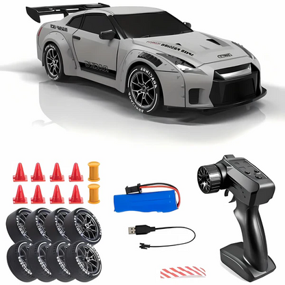 4WD RC Car with Switchable Drift and Racing Tires, LED Lights